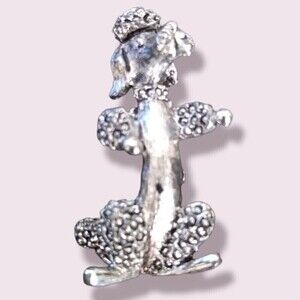 Vintage Signed Gerry's Silver Tone Poodle Dog Brooch Pin